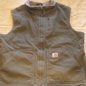 Carhartt Olive Green Sherpa-Lined Vest
